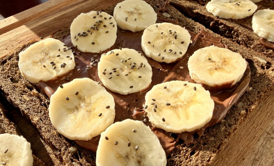 Chocolate spread and banana toast