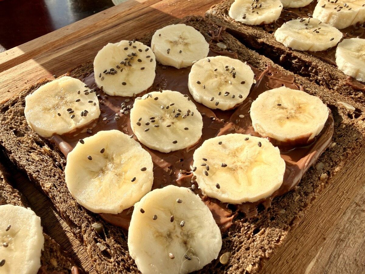 Chocolate spread and banana toast