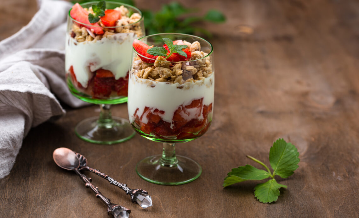 Strawberry and granola parfait