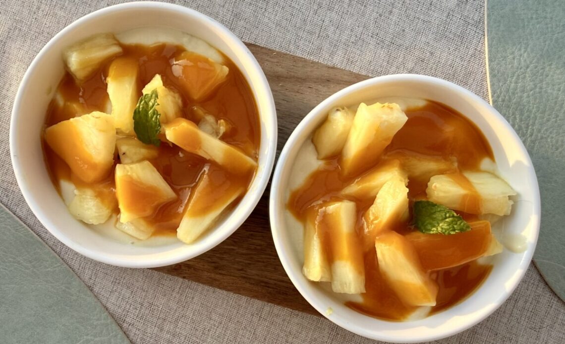 Pineapple and mango mini parfait