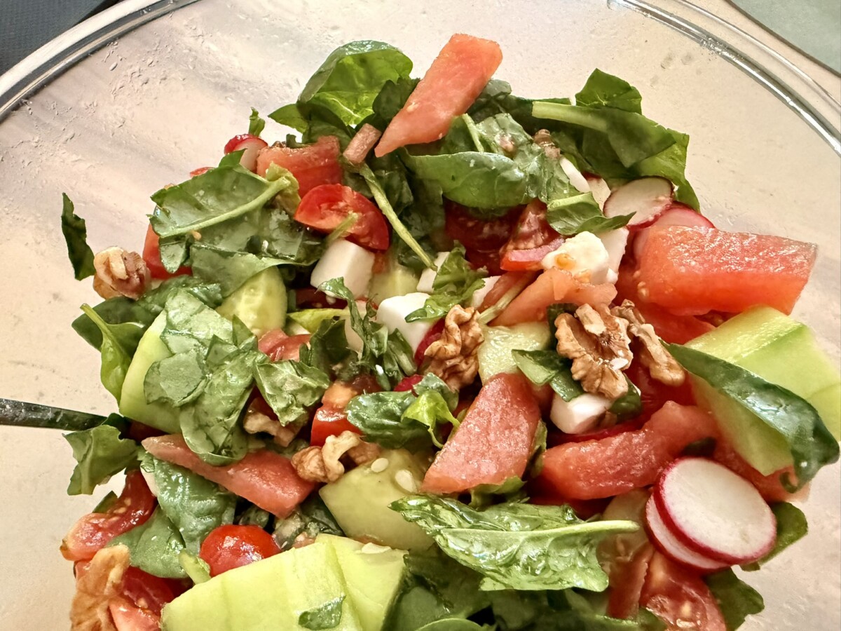 Watermelon and spinach salad
